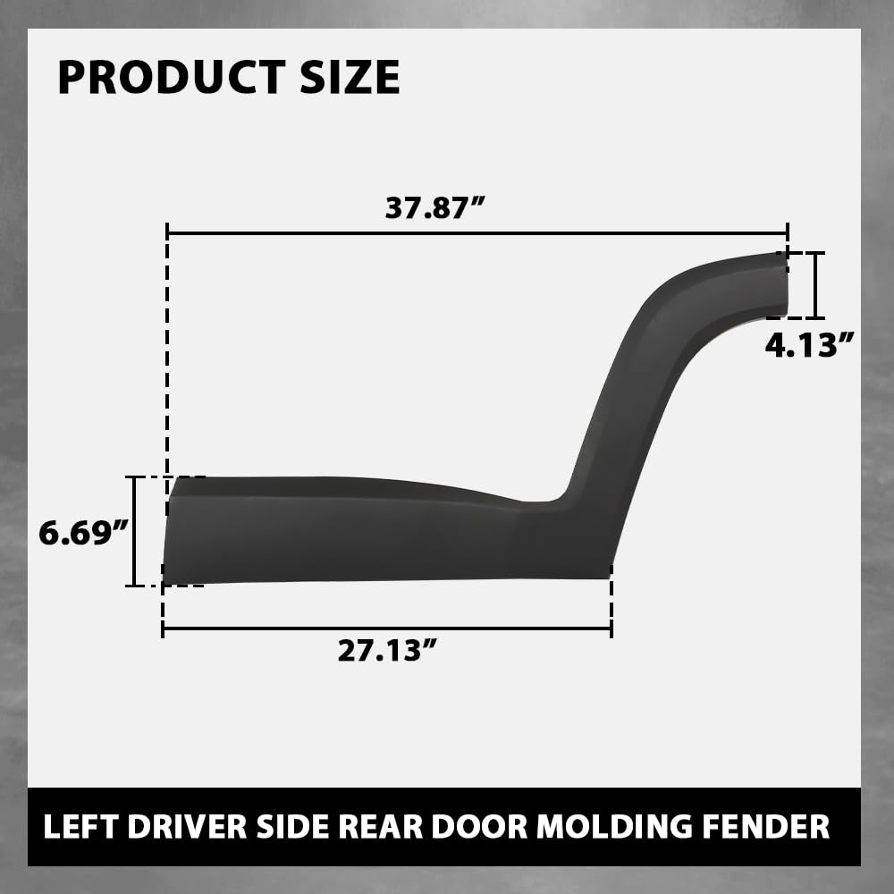 G-PLUS Rear Left Driver Side Door Molding Fender Flare Trim Compatible with Jeep Renegade 2015-2021 Wheel Opening Molding Arch Trim 5VX87LXHAA, CH1504109 Black