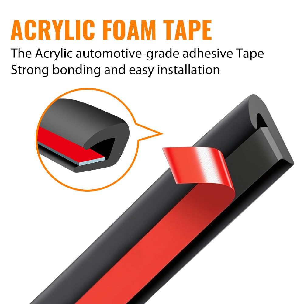 G-PLUS Universal 18ft Fender Flare Edge Trim with 3M Automotive Grade Tape, Fender Flares Rubber Seal Strip Fit Car & Truck Wiper Waterproof Strip Seal Tape