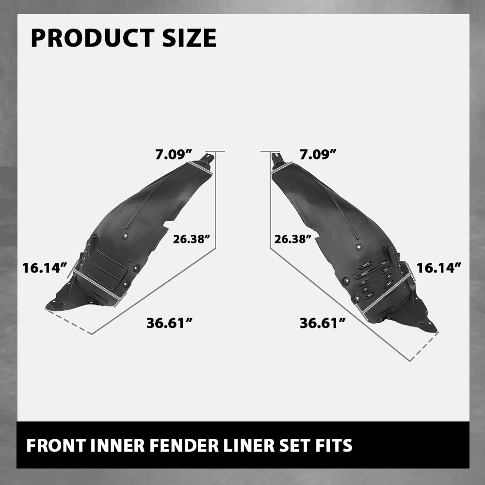 G-PLUS Front Inner Fender Liner Set Compatible with Benz 2007-2011 2216900730, 2216900830, 2216901730, MB1248143, MB1249143 Black