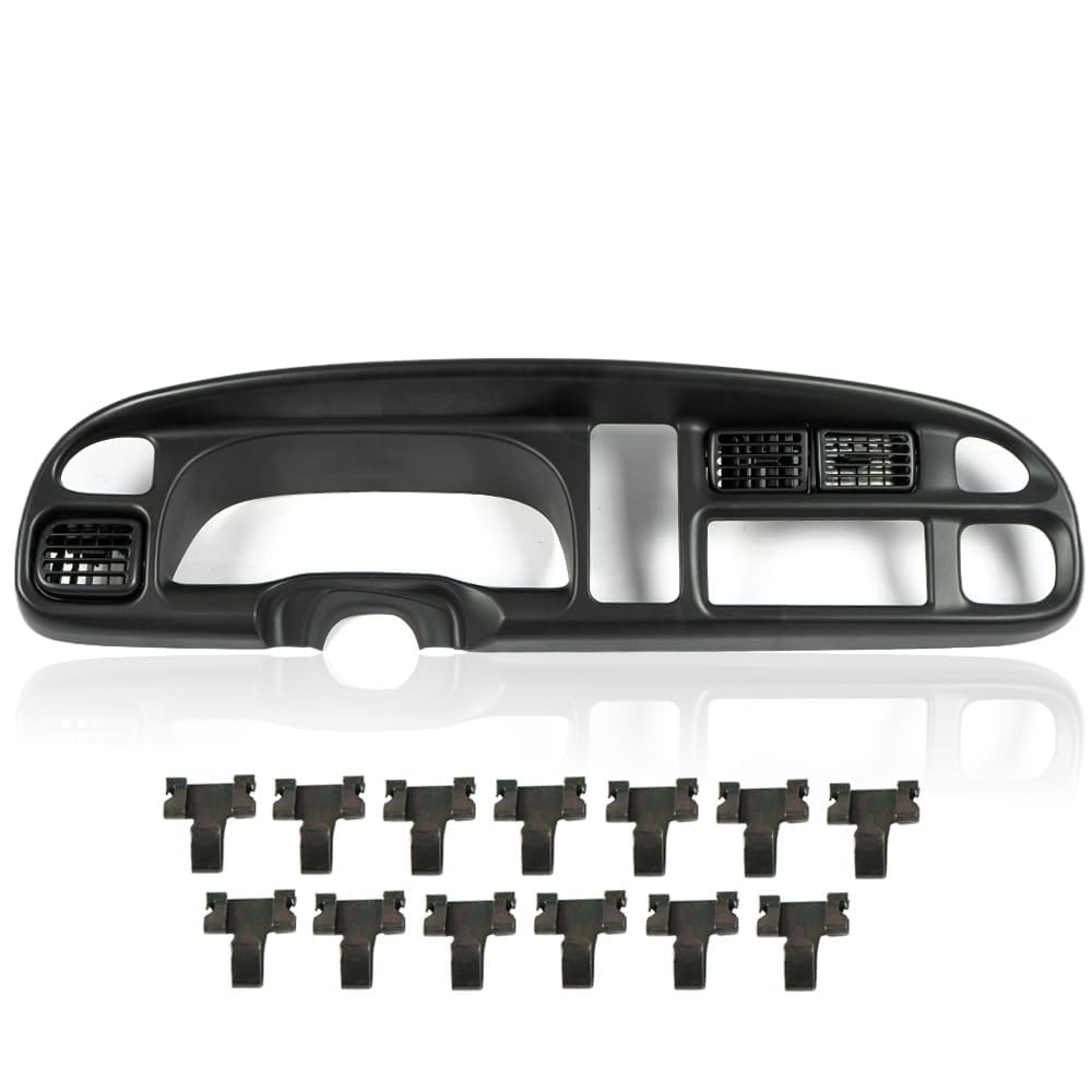 G-PLUS Dash Board Bezel Cover Instrument w/Vents Compatible with Dodge Ram 1500 1998 1999 2000 2001/ Dodge Ram 2500/3500 1998 1999 2000 2001 2002 (Black) 5GK51DX9AA, 5EU11DX9AB