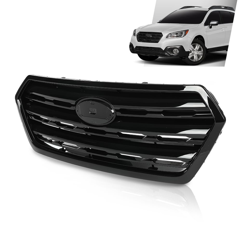 G-PLUS Front Bumper Grill Grille Compatible with Subaru Outback 2015-2017 Glossy Black 91121AL05A