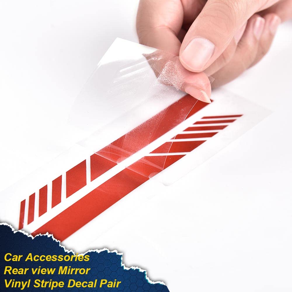 G-PLUS Rearview Mirror Carbon Fiber 5D Sticker Vinyl Stripe Decal Compatible with Car Accessories,2Pcs/Set (Red)