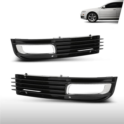 G-PLUS Front Bumper Fog Light Cover Grille Left & Right Compatible with Audi A8 D3 2008 2009 2010, Fit Audi A8 Quattro D3 2008-2010 4E0807680B, 4E0807679B Glossy Black