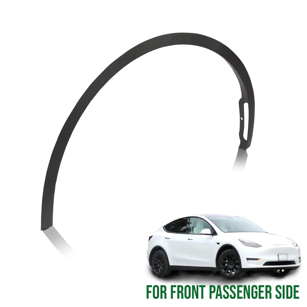 G-PLUS Front Right Passenger Side Fender Flares Compatible with Tesla Model Y MY 2020 2021 2022 2023 2024 149416400B, 149418800B Wheel Opening Molding Arch Trim Black