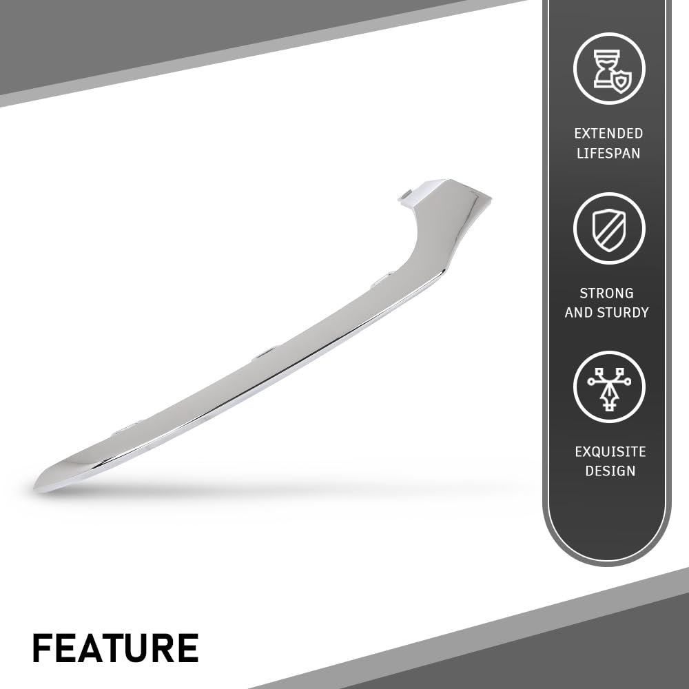 G-PLUS Front Outer Bumper Molding Driver Side Compatible with Benz C300 (submodel: 4Matic, Base) 2015-2018 For Models With AMG Styling Package, Without Night Package 2058851374