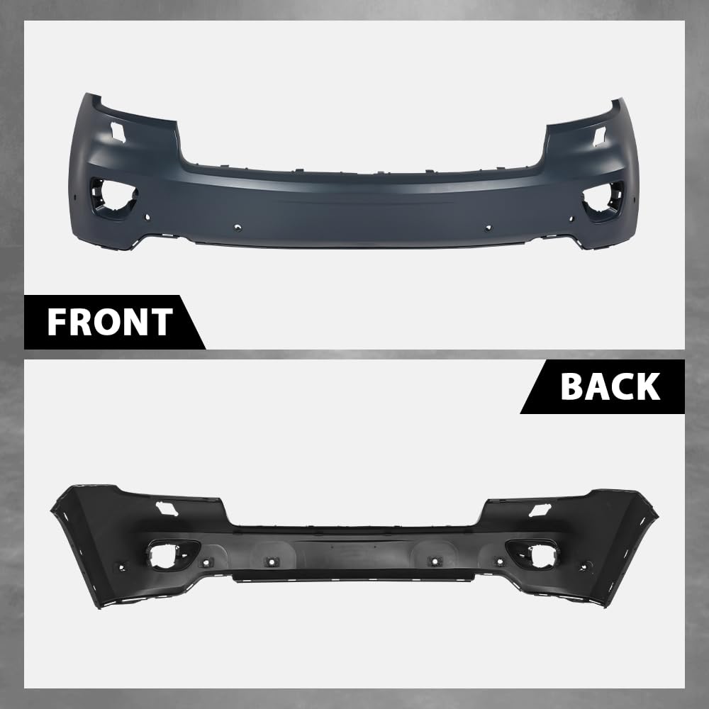 G-PLUS Front Upper Bumper Cover Compatible with Jeep Grand Cherokee 2011 2012 2013 w/o Headlight Washers & Park Assist, 68078269AB, CH1000980, Black