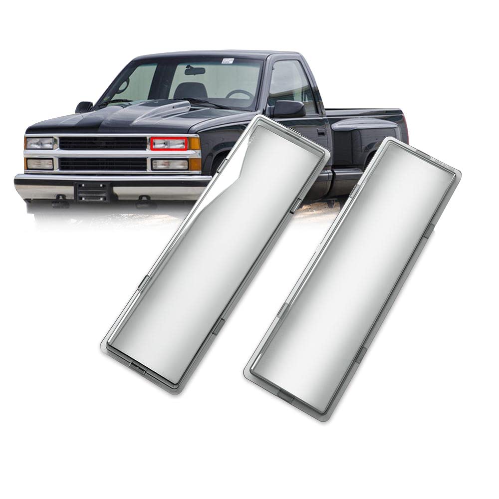 G-PLUS Front Headlight Lenses Cover Compatible with 1994-1998 C10 C/K Tahoe Suburban Silverado,Left & Right Side Replacement Pair (Smoky Lens)