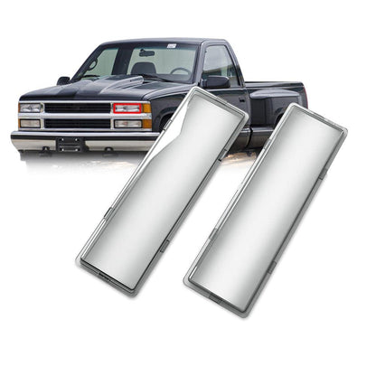 G-PLUS Front Headlight Lenses Cover Compatible with 1994-1998 C10 C/K Tahoe Suburban Silverado,Left & Right Side Replacement Pair (Smoky Lens)