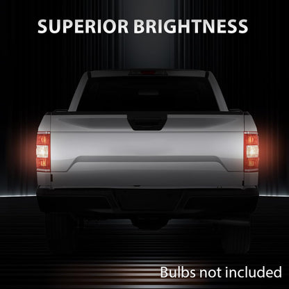 G-PLUS Rear Tail Lamp Light W/o Bulbs and Wiring Harness Compatible with Ford F150 2018 2019 2020 JL3Z13405H, FO2800265 Red Lens Chrome Housing LH Left Driver Side Rear Brake Lamps Assembly