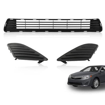 G-PLUS Front Bumper Lower Grille Insert & Fog Light Hole Covers Compatible with Toyota Camry 2012 2013 2014 Replace For TO1036128 TO1038147 TO1039147