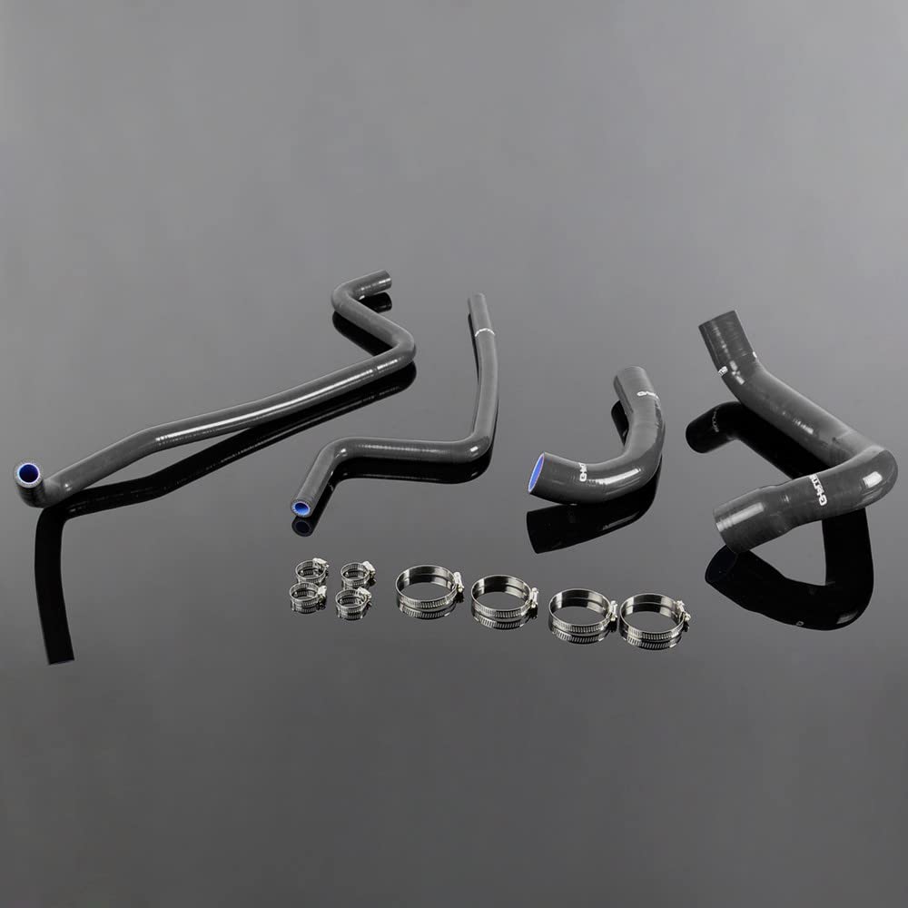 G-PLUS High Performance 3-Ply Silicone Radiator Heater Hose Clamps Kit Compatible With Jeep Wrangler TJ 4.0L 1997-2001 98 99 00 4PCS Black