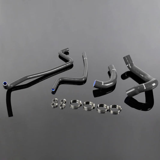 G-PLUS High Performance 3-Ply Silicone Radiator Heater Hose Clamps Kit Compatible With Jeep Wrangler TJ 4.0L 1997-2001 98 99 00 4PCS Black