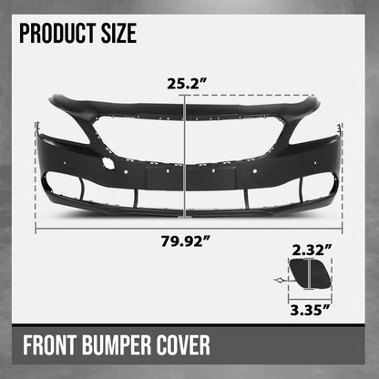 G-PLUS Front Bumper Cover Primed Compatible with Buick Lacrosse 2017 2018 2019 (with Park Assist Holes) 26243327, 26216473, 26686231, GM1000A17, Black
