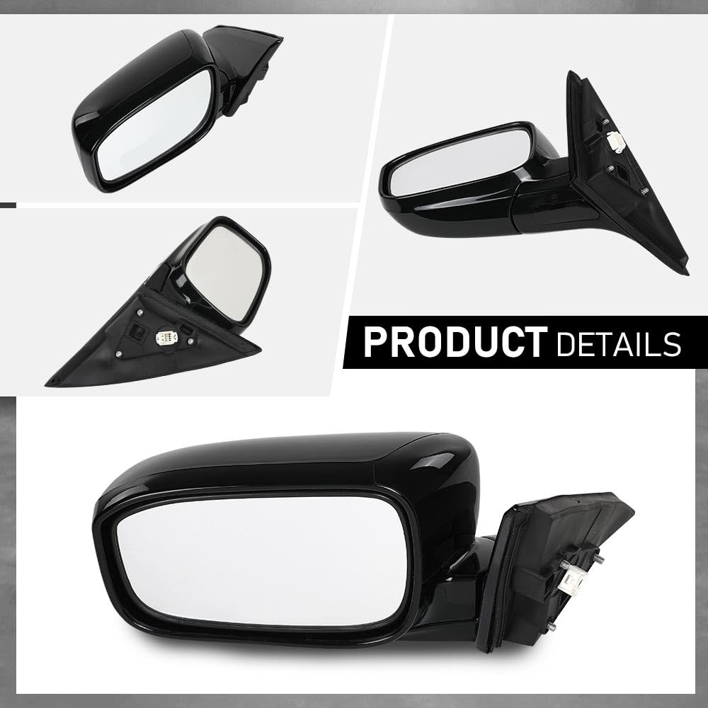 G-PLUS Power Mirror Left Driver Side Compatible with Honda Accord Sedan 4-Door 2003-2007 Manual Folding 3-Pin HO1320152 76250SDAA13ZA Glossy Black