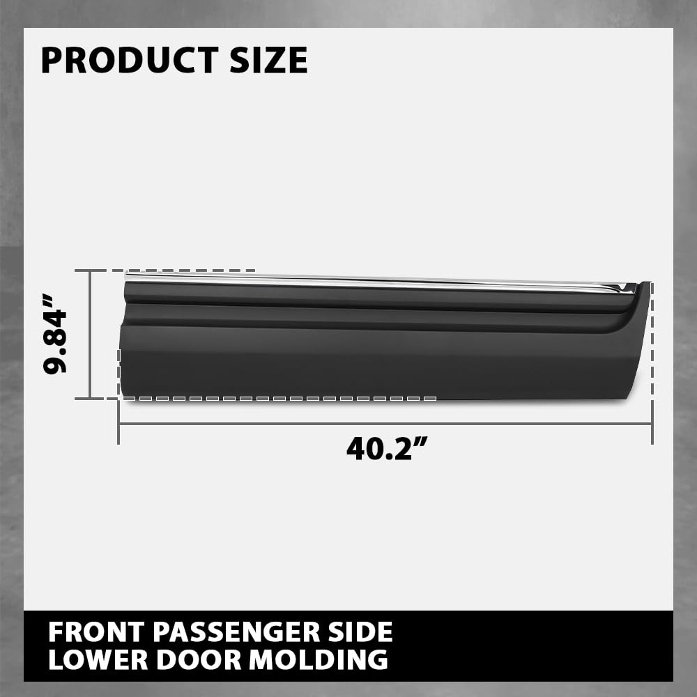 G-PLUS Front Right Lower Door Molding W/Silver Trim, Compatible with Ford Explorer 2011-2015, Passenger Side, BB5Z7820878BA, FO1305111