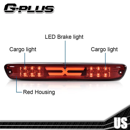 G-PLUS LED 3rd Third Center High Mount X Stop Light Lamp Compatible with 2004-2012 Chevy Colorado/GMC Canyon 2006-2008 Isuzu I-Series 3D LED Bar Tail Brake Light 15286505