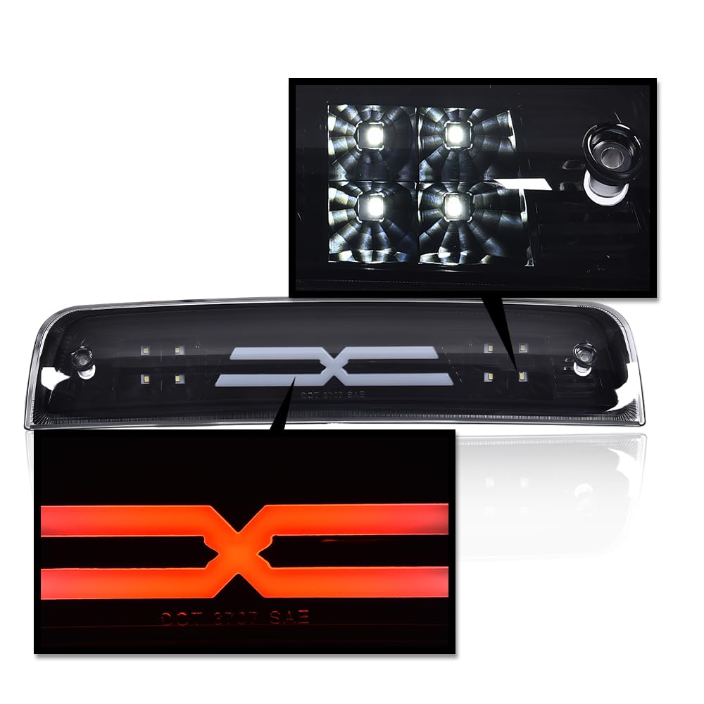 G-PLUS LED Bar Third Brake Light Compatible with Dodge Ram 1500 2009-2010/Fit Dodge Ram 2500 3500 2010/Fit Dodge Ram 1500 2500 3500 2011-2017 High Mount Stop Light Smoky Lens Black Housing