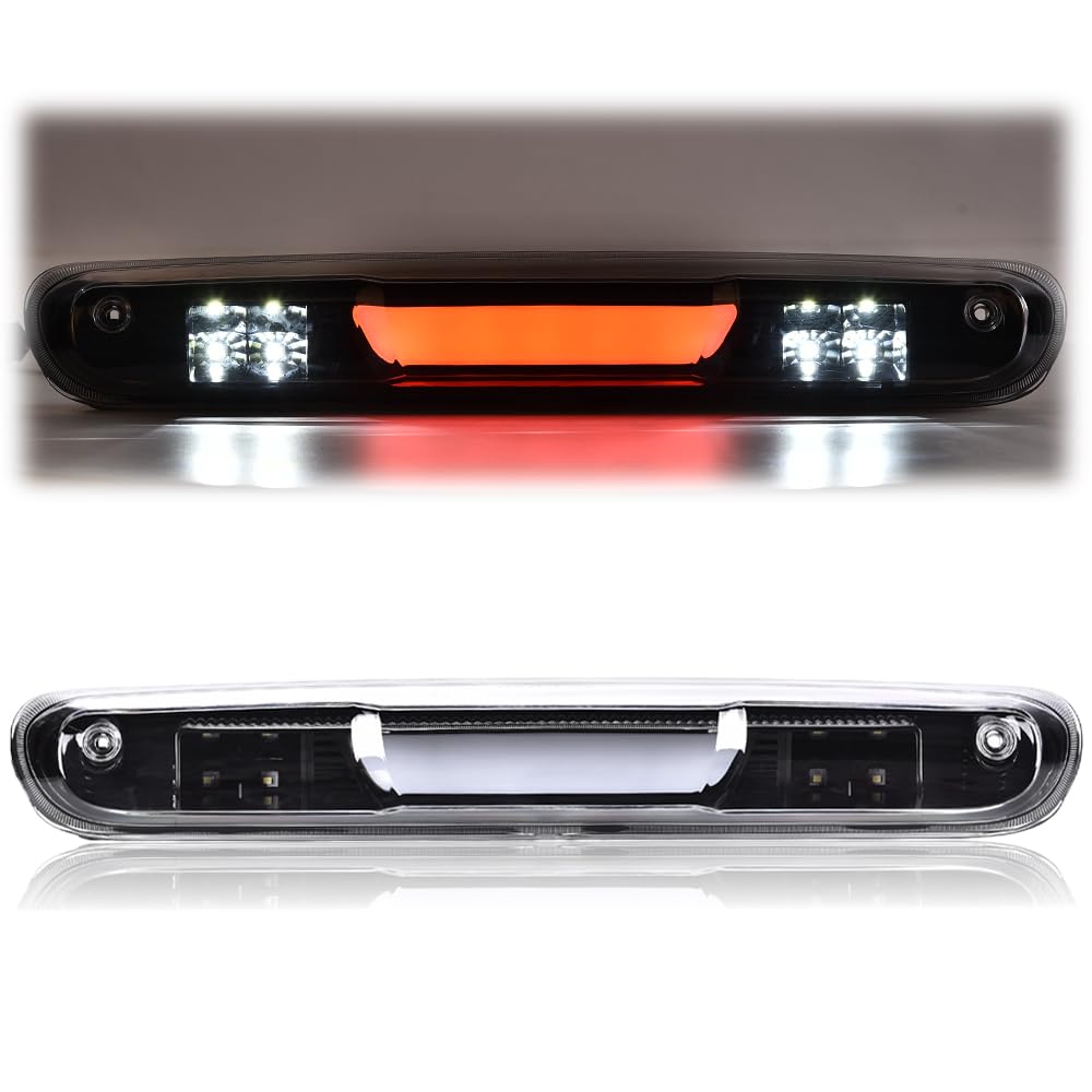 G-PLUS White Cover Black Bottom 3D LED Bar For 07-13 Compatible for Silverado/Sierra 3rd Third Brake Light/Cargo Lamp Lens