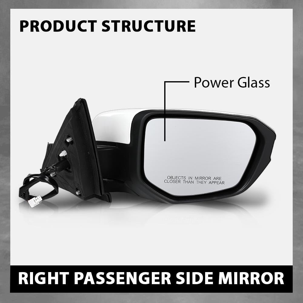 G-PLUS Power Mirror w/ 3-Pin Right Passenger Side Compatible with Honda Civic DX 2016-2020/Fit Honda Civic LX 2015-2021 Manual Folding 76208TBAA03ZA-PFM 76208TBAC03ZA-PFM White