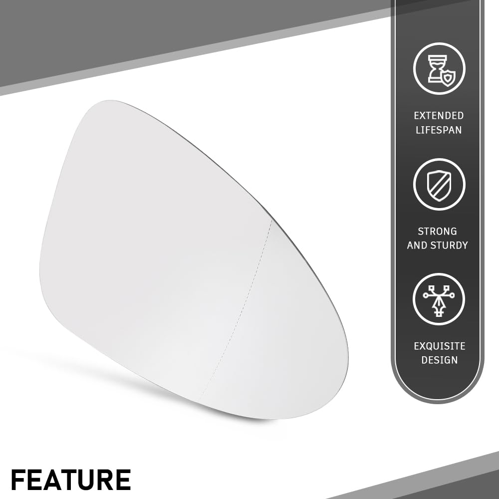 G-PLUS Mirror Glass Passenger Right Side Compatible with Porsche Macan 2015 2016 2017 2018 2019 2020 2021 95B857522J White