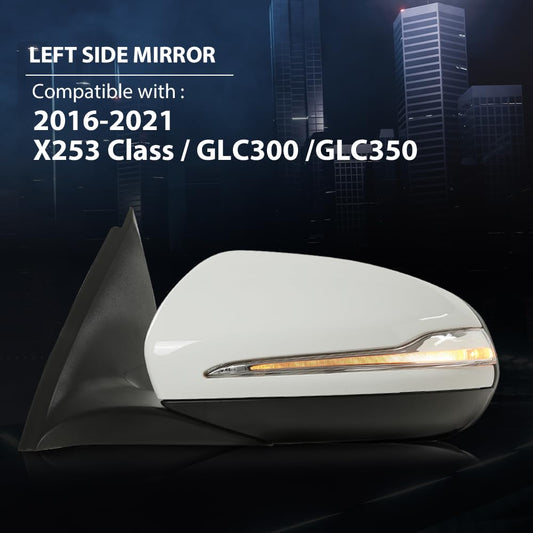 G-PLUS Rear View Mirror w/Blind Spot Left Driver Side Compatible with Benz X253 Class GLC300 GLC350 2016-2021 2538101416 2538103500 White