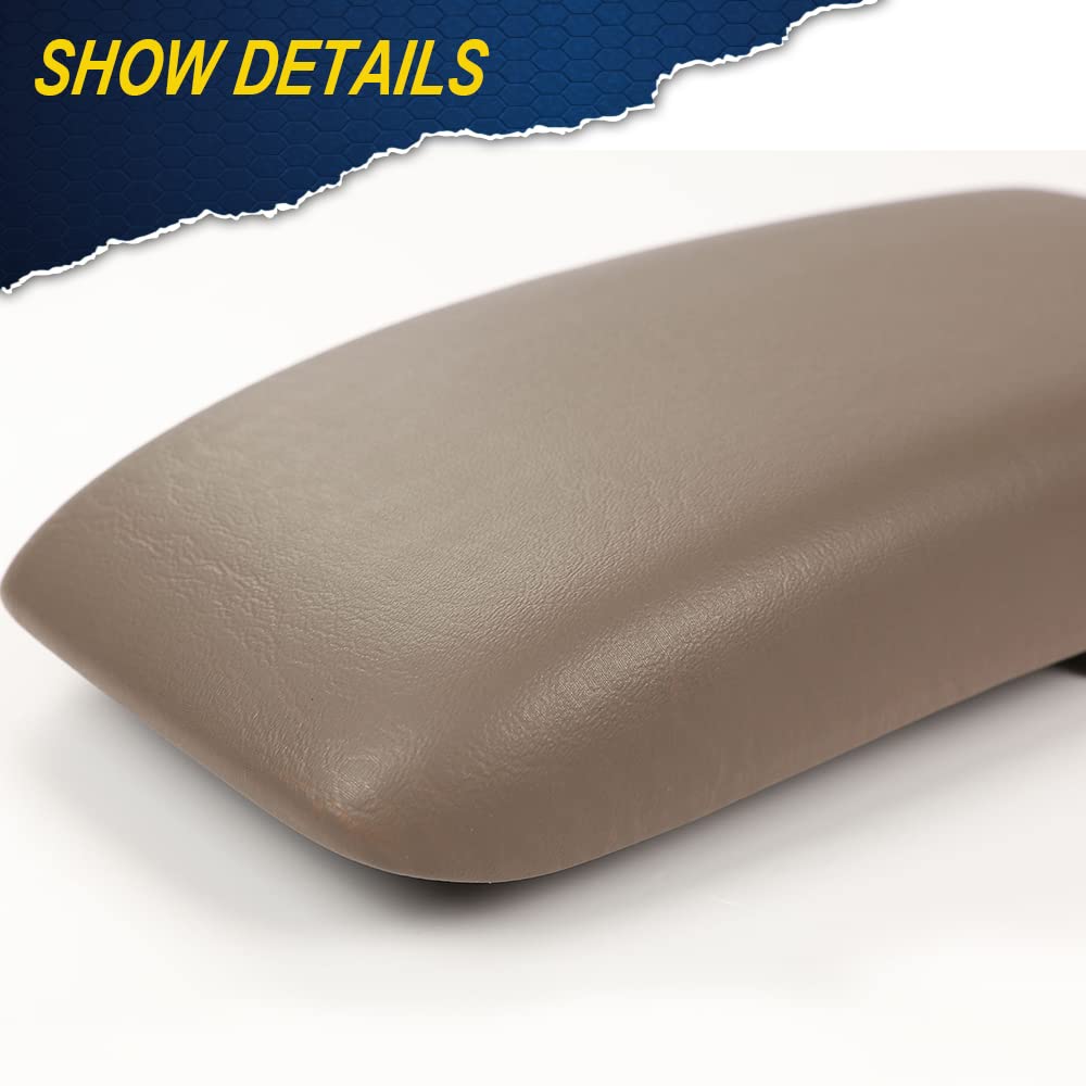 G-PLUS Center Console Lid & Latch Compatible with Toyota Tacoma 1995-2000/ 4Runner 1996-1998, Center Console Armrest Lid Oak Tan