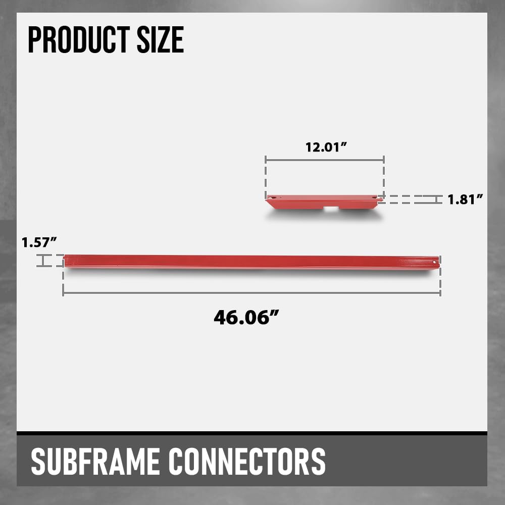 G-PLUS Subframe Connectors Control Arm Compatible with Ford Mustang 1979-2004 Fit Ford Cobras 1993-1998 (Not Fit 1999-2004 Cobras with IRS) Red