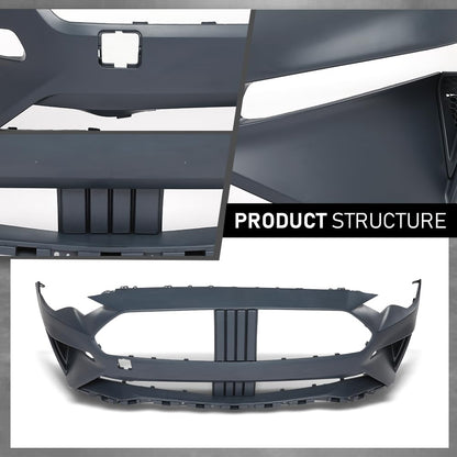 G-PLUS Front Bumper Cover Fascia Compatible with Ford Mustang 2018 2019, JR3Z17D957DAPTM, FO1000746, Primed Black