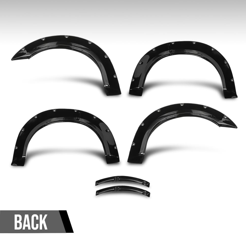 G-PLUS Fender Flares Compatible with Ford Ranger 1993-2011, Fit 6' and 7' Styleside Beds Only, Not Fit FX4 Submodels Black, Smooth Riveted Style