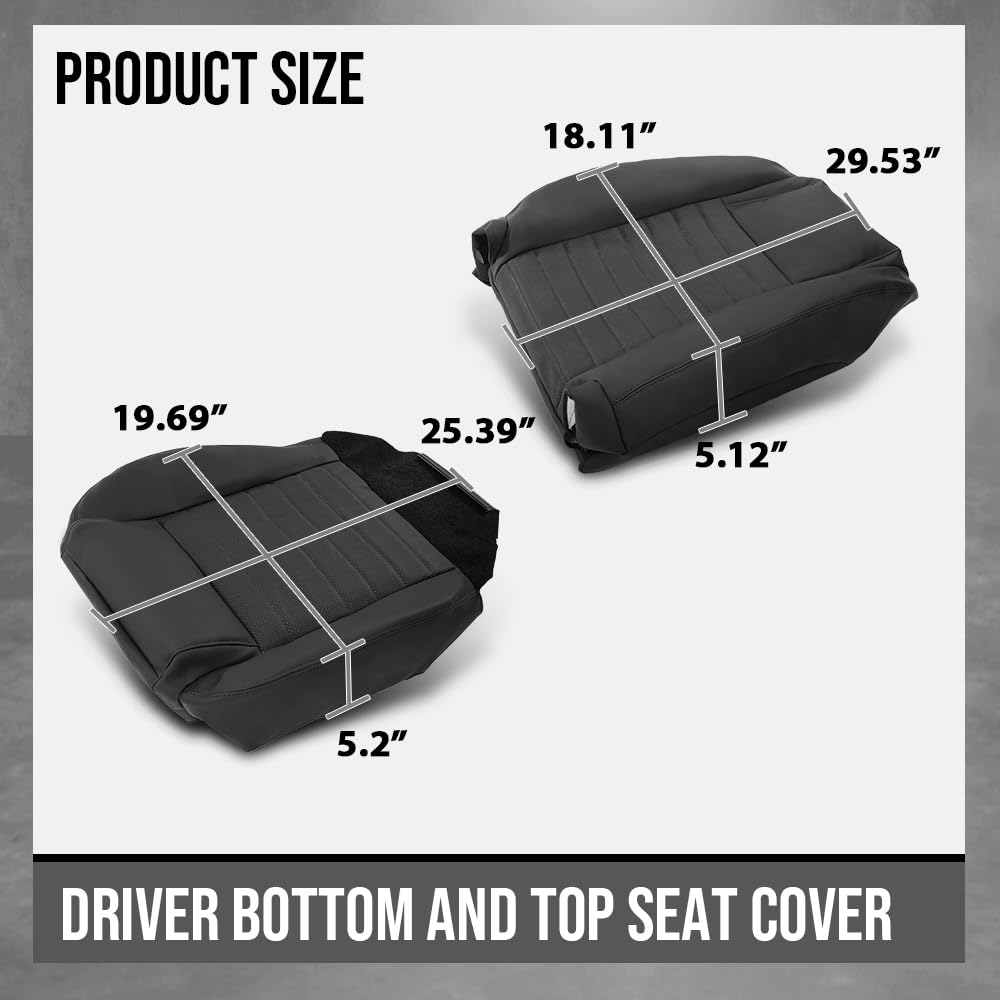 G-PLUS Driver Bottom and Top Seat Cover Compatible with Ford Mustang 2005-2009 Black Car Seat Cover Replacement