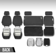 G-PLUS Seat Cover Full Set for Chevy Silverado LT Double Cab 2014-2018 Black Close-up View
