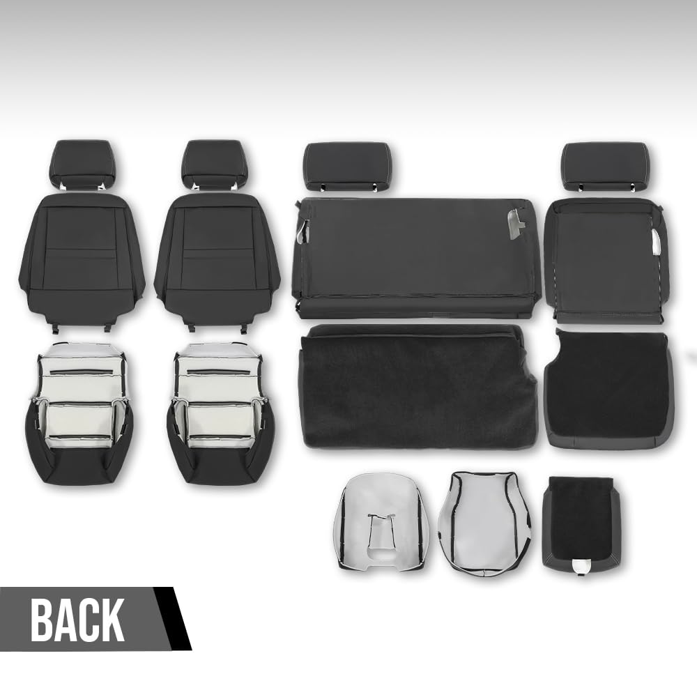 G-PLUS Full Set Seat Cover Compatible with Chevy Silverado LT Double Cab 2014-2018 Black