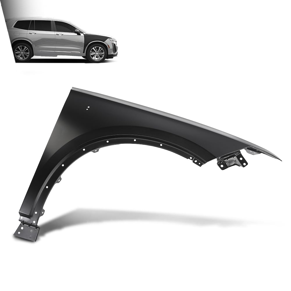 G-PLUS Fender Front Passenger Right Side Compatible with Cadillac XT6 (submodel: Premium Luxury, Sport) 2020-2024 84596460, GM1241423 Black