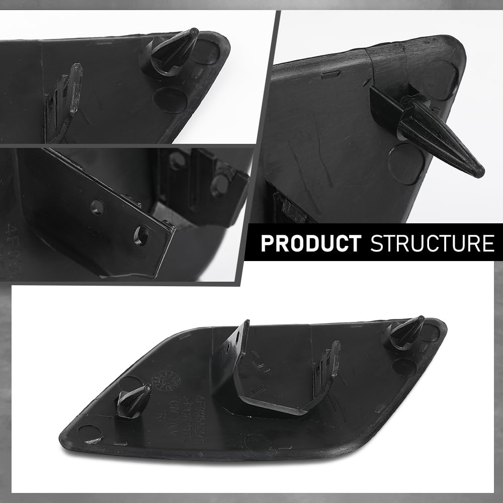 G-PLUS Pair Front Bumper Headlight Washer Cover Cap, Compatible with Audi A6 C6 2005-2008, Left Driver & Right Passenger Side 2PCS, 4F0955275, 4F0955276