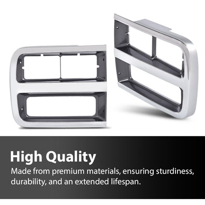G-PLUS Front Headlight Headlamp Bezel Trim Chrome Surround Pair Compatible with Chevy G10 G20(submodel: Beauville, Chevy Van, Sportvan) 1992-1995/Fit Chevy G30 1992-1996 Headlight Bezel Silver