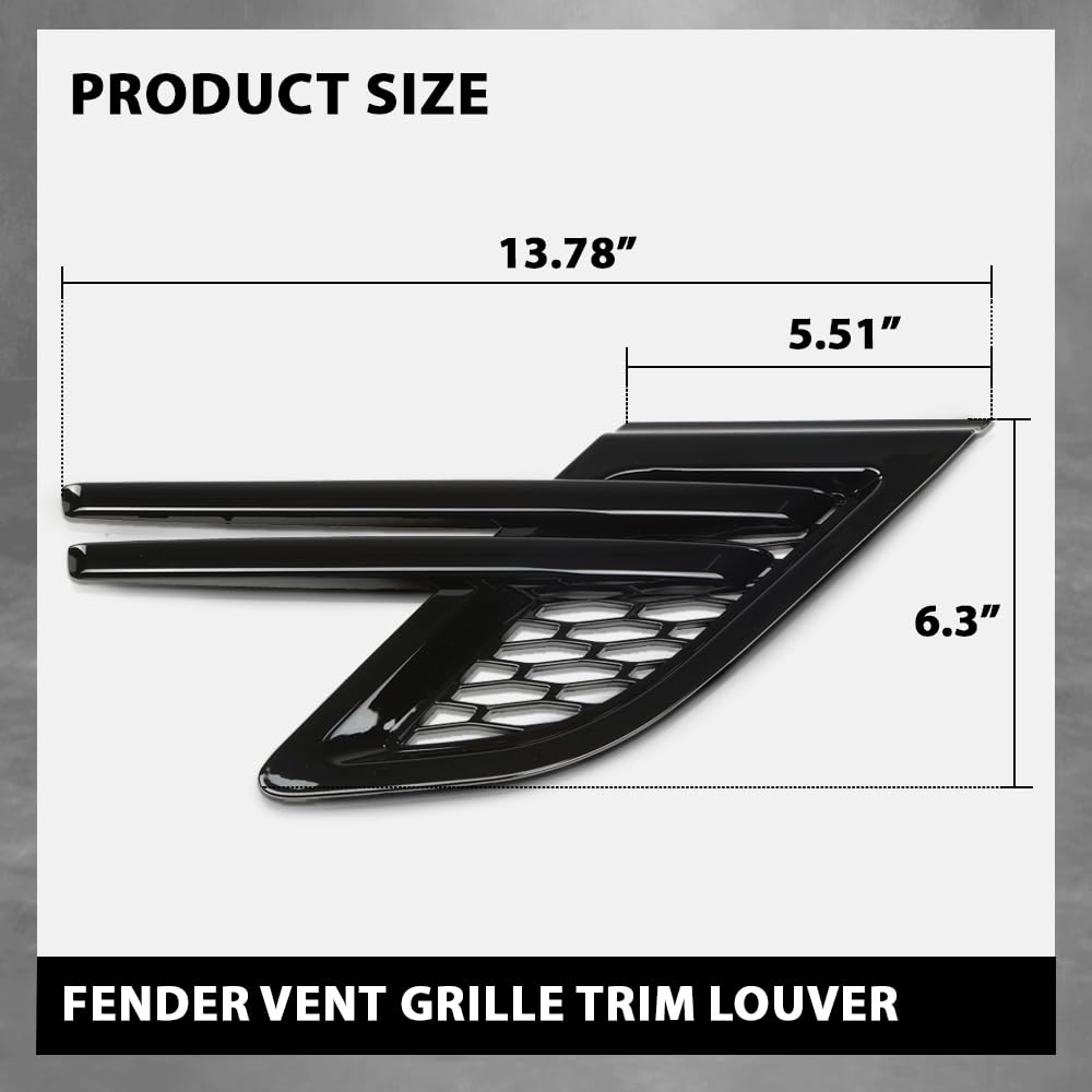 G-PLUS Fender Vent Grille Trim Louver Compatible with Land Rover Range Rover Sport 2014-2017 Without SVR Black