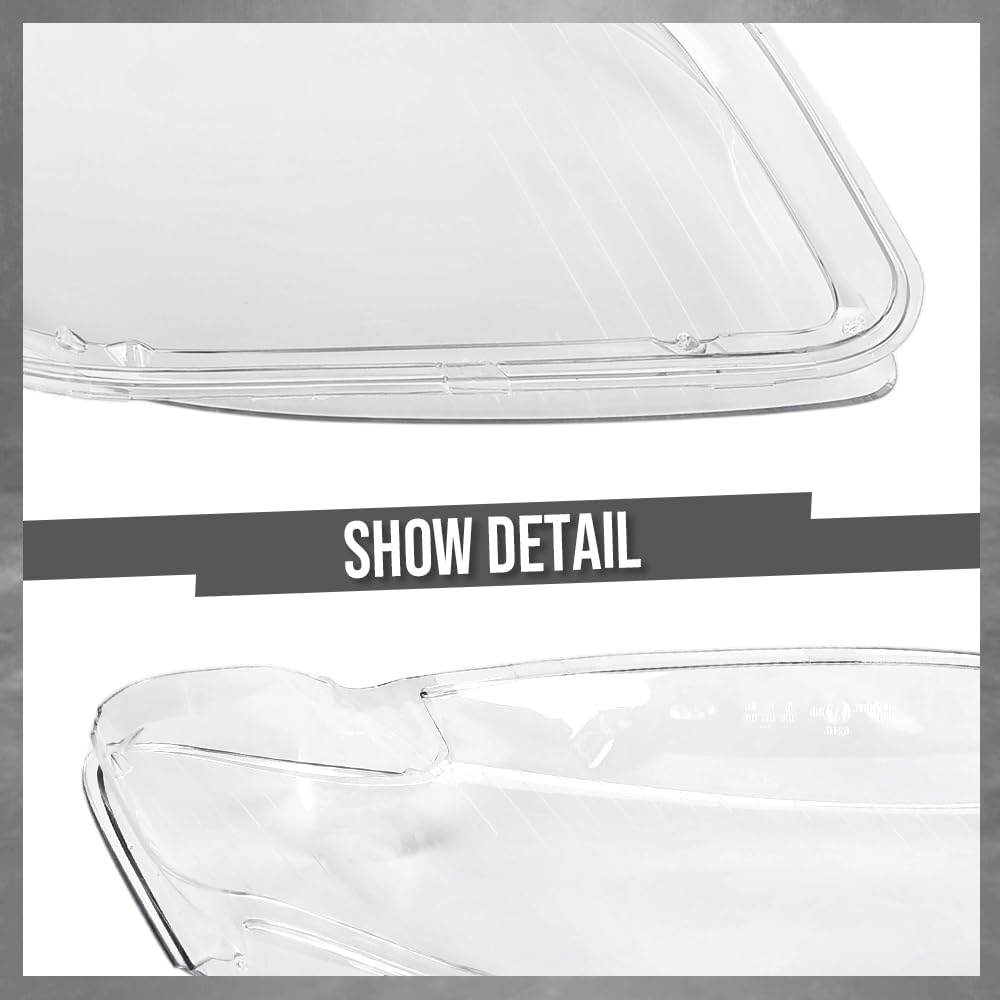 G-PLUS Headlight Lens Cover Compatible with Audi A4 B7 S4 2005-2008 Left & Right Pair Front Headlamp Lens Cover Clear