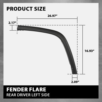 G-PLUS Rear Left Fender Flares Compatible with Jeep Grand Cherokee 2011-2021 Wheel Opening Molding Arch Trim 1MP35RXFAH Black
