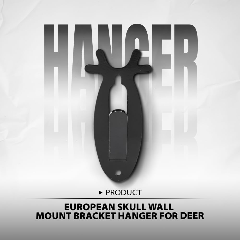 G-PLUS 1 Pack of Wall Hanger Hook European Antler Style Wall Mount Bracket for Hanging Mounting Deer, Antler S, Whitetail Deer, Mule Deer and Many Other Animals Living Room Bedroom Home Decor Black
