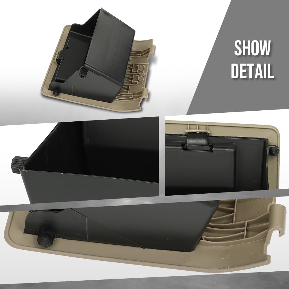G-PLUS Dash Knee Center Glove Storage Box Cubby Compatible with Ford F250 F350 Super Duty 2005-2007 Beige