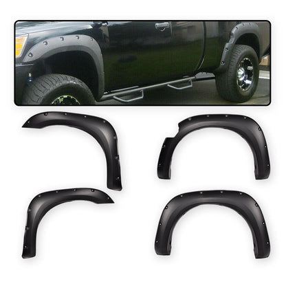 G-PLUS Fender Flares Compatible with Nissan Titan 2004-2015 w/o Bedside Lockbox, Front & Rear Wheel Cover Protector Vent Trim Smooth Pocket Riveted