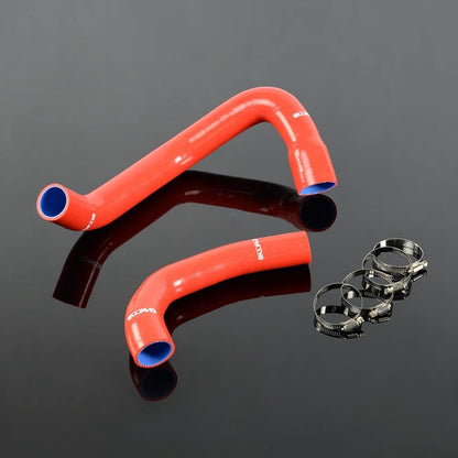 G-PLUS Silicone Radiator Hose Kit w/Clamps Compatible with Jeep Wrangler TJ 4.0L 1997-2001 Red 2 PCS