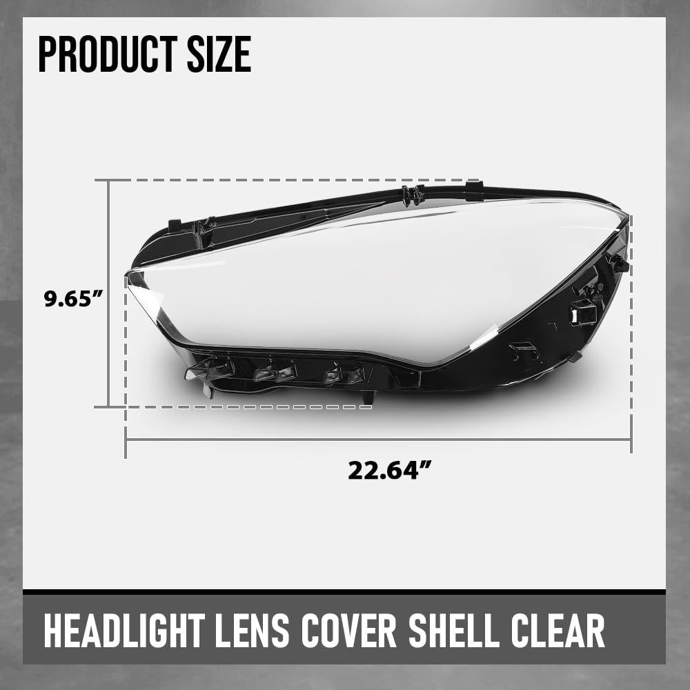 G-PLUS Headlight Lens Cover Compatible with Benz CLA-Class W118 CLA250 CLA35 AMG 2020-2022 Left & Right Front Headlamp Lens Cover Clear
