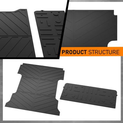G-PLUS Floor Mats & Cargo Liner Compatible with Ford F150 2021-2025, Only Fit 6.5FT Long Truck Bed, NOT Fit Graduated Tailgate 1st Row All Weather Protection TPE Floor Liners Black 2PCS