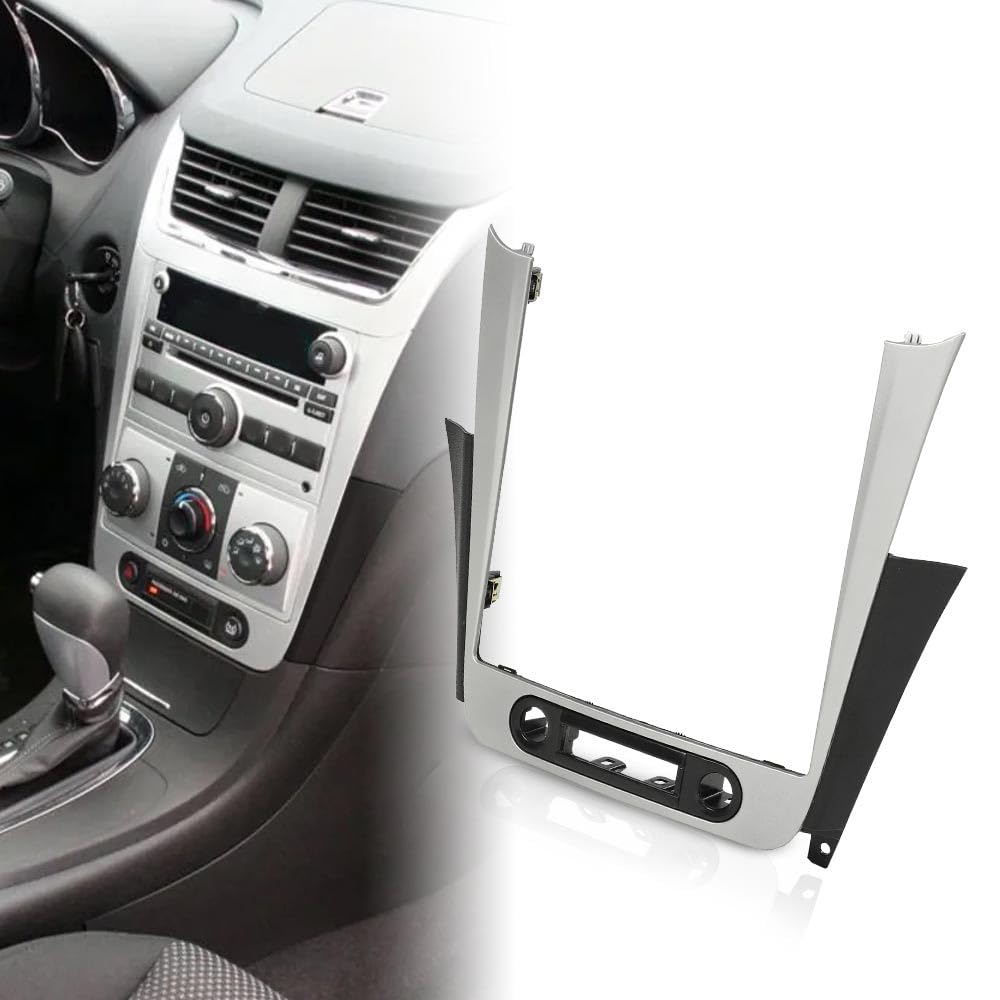 G-PLUS Radio Dash Bezel Trim Vent Compatible with Chevy Malibu 2008-2012 Sliver & Black Car Radio Dashboard Cover