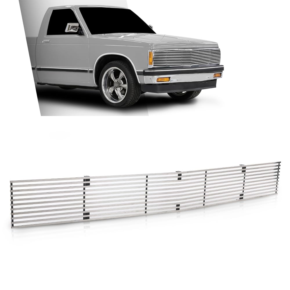 G-PLUS Upper Chrome Billet Grille Grill Insert Compatible with Chevy Blazer 1991-1994 / Chevy S10 1991-1993 Phantom Grille C85232A Silver