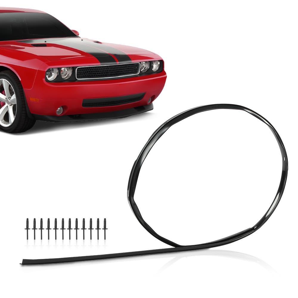 G-PLUS Black Rubber Bumper Hood Seal & Rivets Compatible with Dodge Challenger 2008-2022 68051392AB, 68051392AA