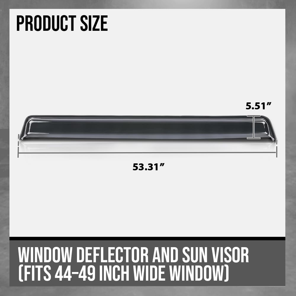 G-PLUS Window Rain Deflector and Sun Visor Compatible with RV Window Rain Deflector and Sun Visor Fit 44-49 Inch Wide Window in-Channel Rain Guards Smoke