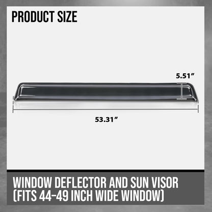 G-PLUS Window Rain Deflector and Sun Visor Compatible with RV Window Rain Deflector and Sun Visor Fit 44-49 Inch Wide Window in-Channel Rain Guards Smoke