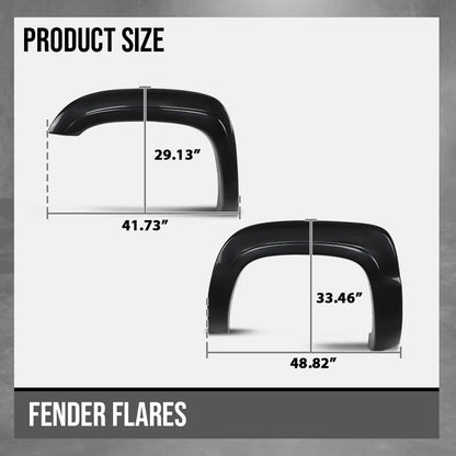 G-PLUS Fender Flares 4PCS Paintable Compatible with Chevy Avalanche 2007-2013 Black